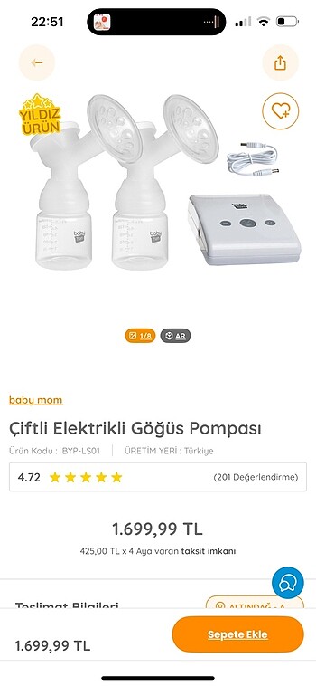 BabyMom Çiftli Elektrikli Göğüs Pompası