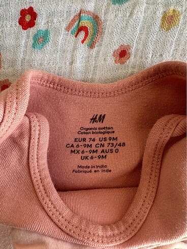 H&M 6-9 ay düşük kol body