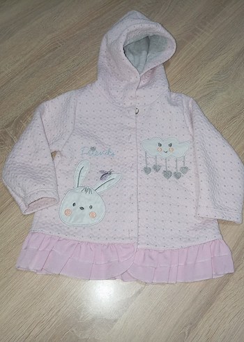 Kız Çocuk Pembe Kapüşonlu Nakışlı Ceket - Görsel 2