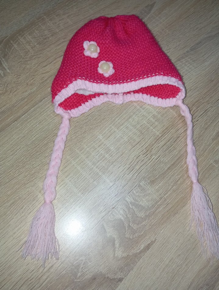 Pembe Desenli Düğmeli Bebek Tulum ve Triko Bere - Görsel 5