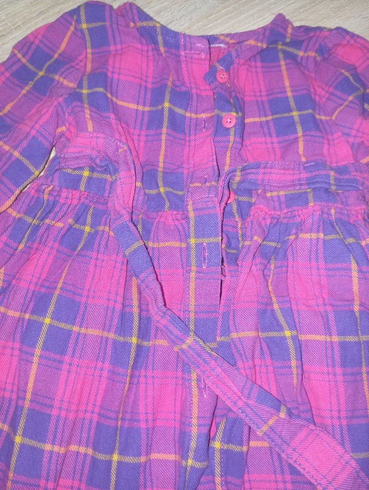 Uzun Kollu, Düğmeli Mor Kız Elbisesi - Görsel 2