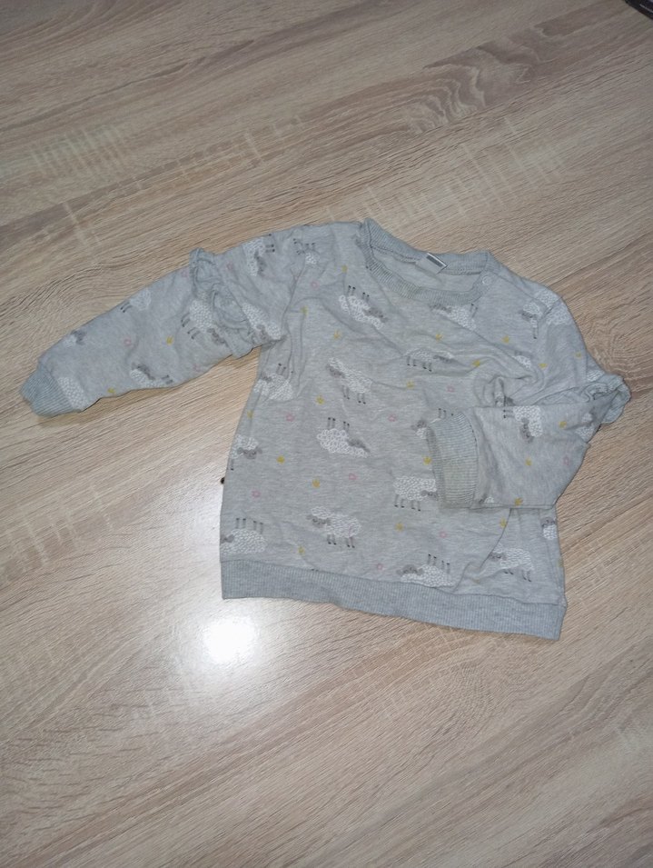 2 li Gri Baskılı Kız Çocuk Sweatshirt ve Tişört - Görsel 2