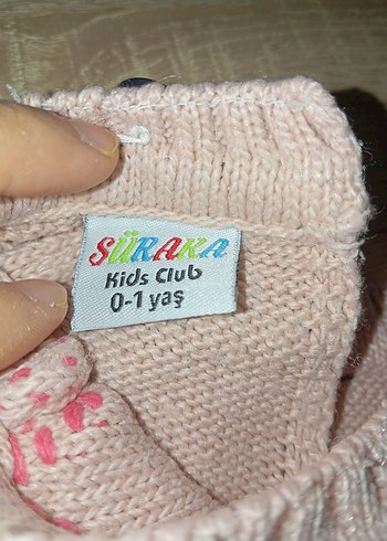 Kız Çocuk Pembe Nakışlı Triko Kazak - Görsel 3