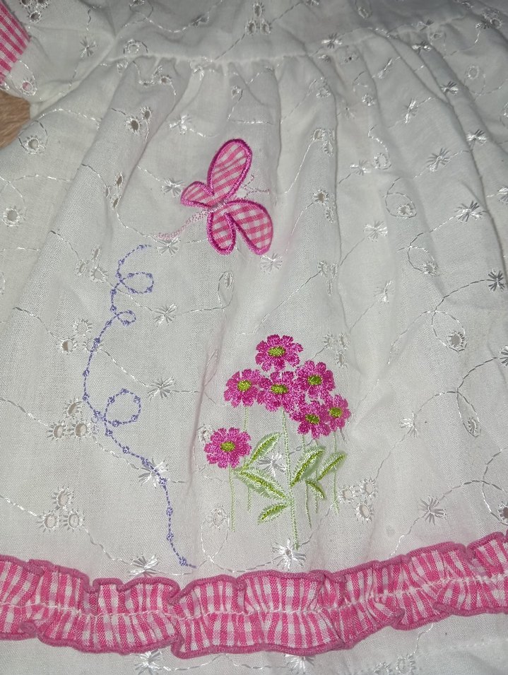 Kız Çocuk İşlemeli Beyaz Dantel Elbise - Görsel 2