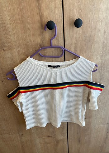 Beyaz İnce Örgü Mini Crop Top