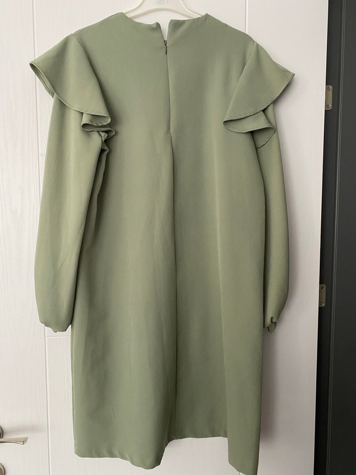 Uzun Kollu Fırfırlı Yeşil Tunik - Görsel 2