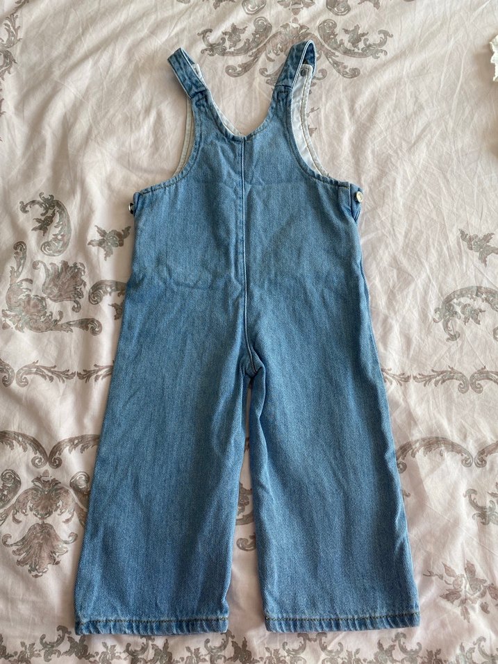 Nakışlı Mavi Kız Kot Tulum - Görsel 2