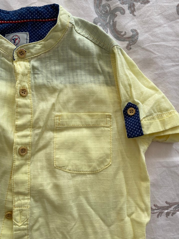 Sarı Kısa Kollu Erkek Gömlek - Görsel 2