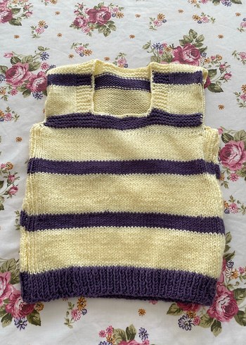 Uzun Mor Çizgili Triko Süveter ve Etek Takımı - Görsel 2