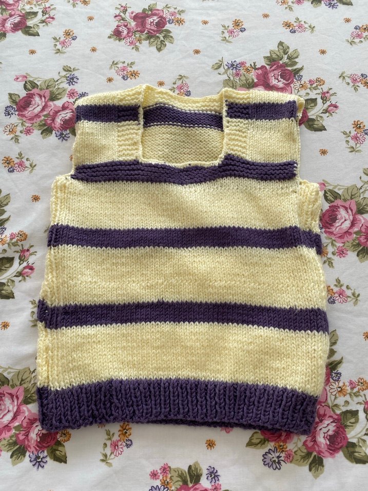 Uzun Mor Çizgili Triko Süveter ve Etek Takımı - Görsel 2