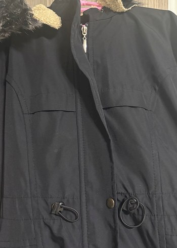 Kürklü Siyah Uzun Kadın Ceket - Görsel 6