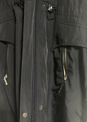 Kürklü Siyah Uzun Kadın Ceket - Görsel 7