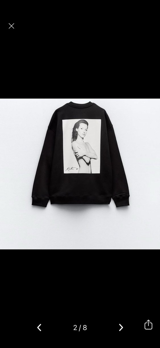 Siyah Baskılı Rahat Kesim Kadın Sweatshirt - Görsel 2