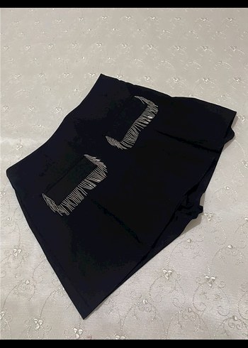 Taş detaylı Siyah Piliseli Mini şort etek - Görsel 2