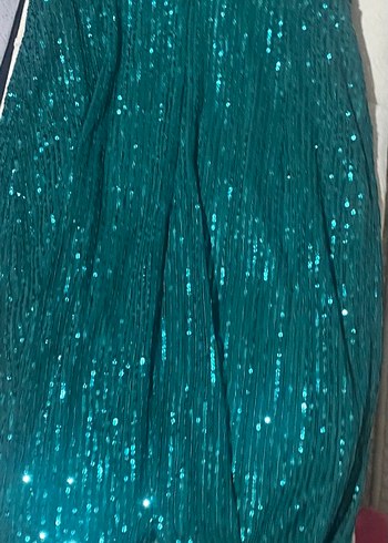 yeşil Uzun Gece Elbisesi - Görsel 3