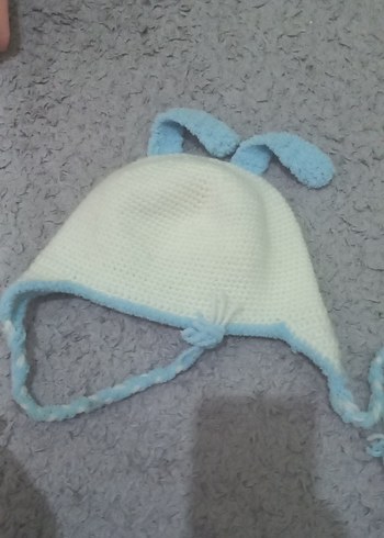 Mavi Kulaklı Beyaz Çocuk Bere - Görsel 3