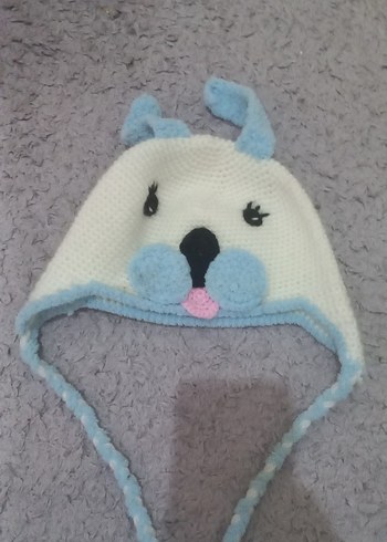 Mavi Kulaklı Beyaz Çocuk Bere - Görsel 2