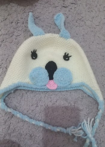 Mavi Kulaklı Beyaz Çocuk Bere - Görsel 4