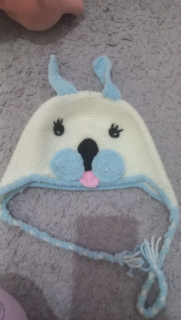 Mavi Kulaklı Beyaz Çocuk Bere - Görsel 4