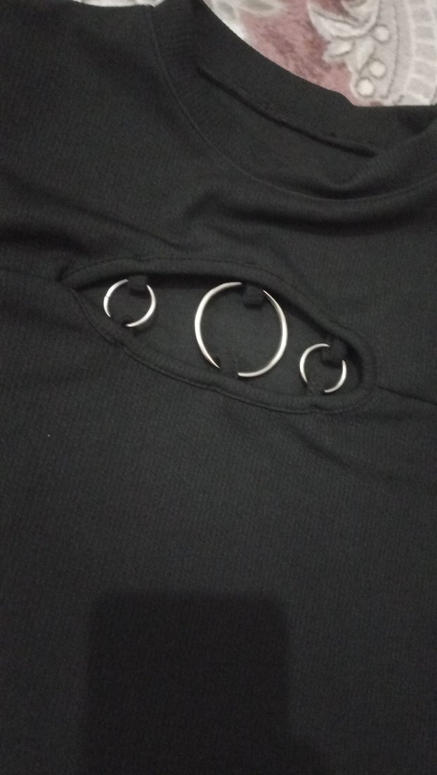 Kadın Siyah Kısa Kollu Crop Top - Görsel 2