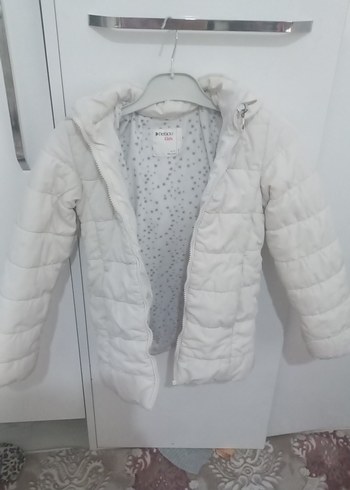 Beyaz Düğmeli Kız Çocuk Mont - Görsel 5