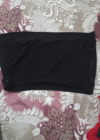 Parlak Siyah Mini Straplez Bustiyer - Görsel 2