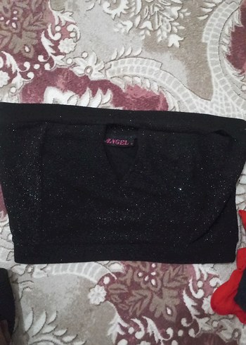 Parlak Siyah Mini Straplez Bustiyer - Görsel 3