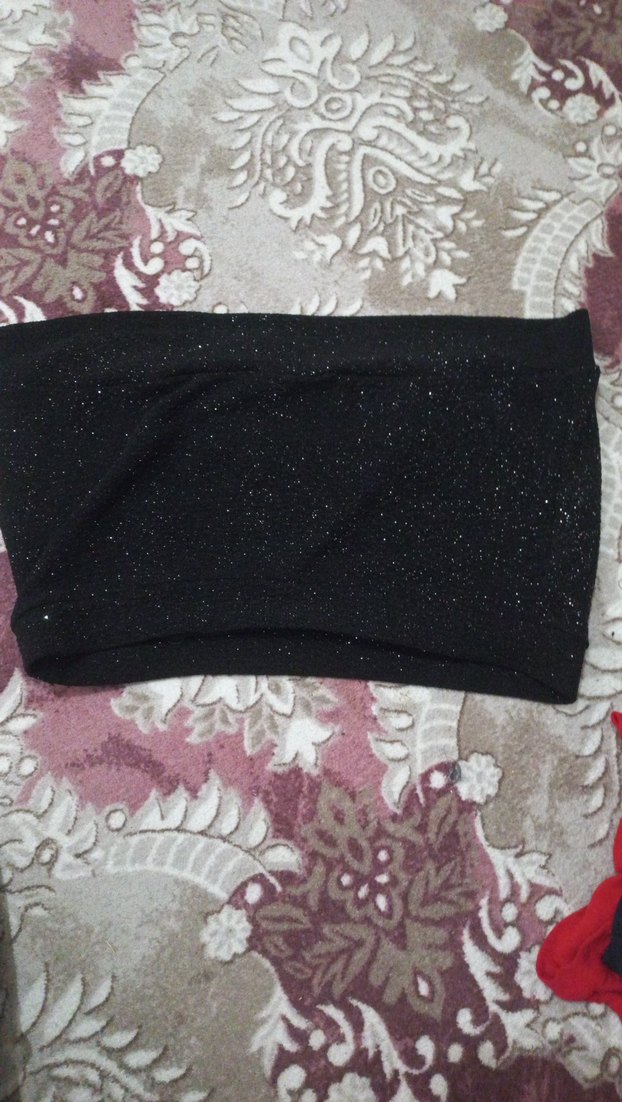 Parlak Siyah Mini Straplez Bustiyer - Görsel 2