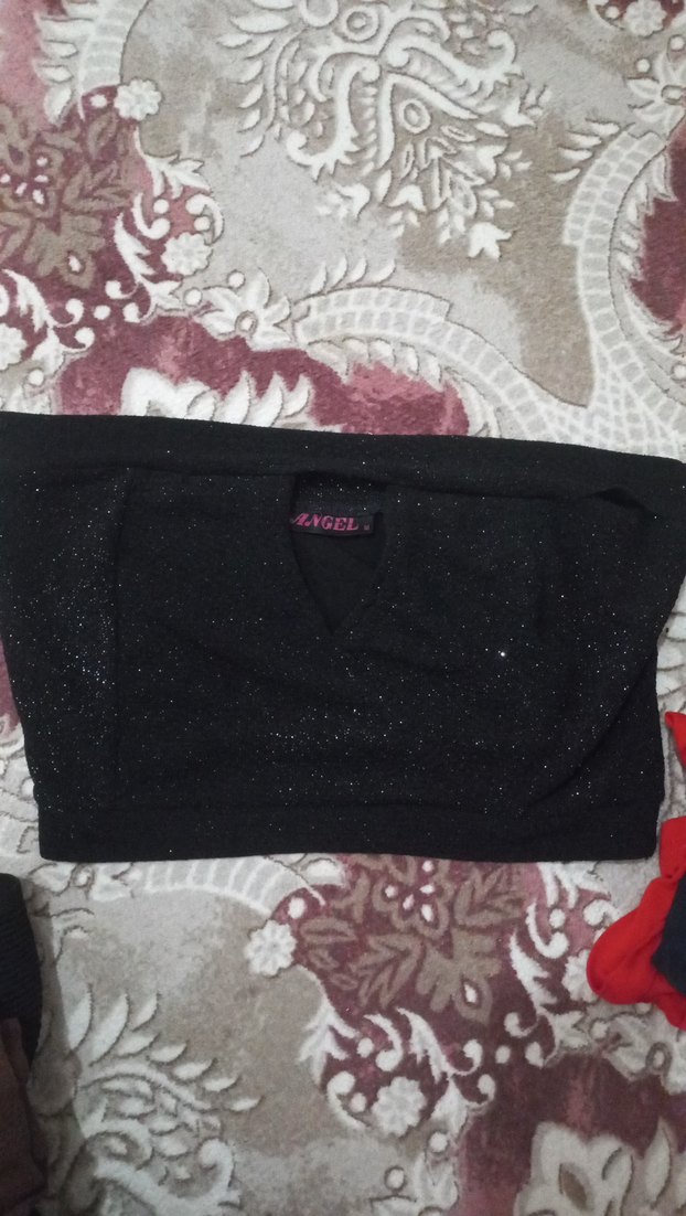 Parlak Siyah Mini Straplez Bustiyer - Görsel 3