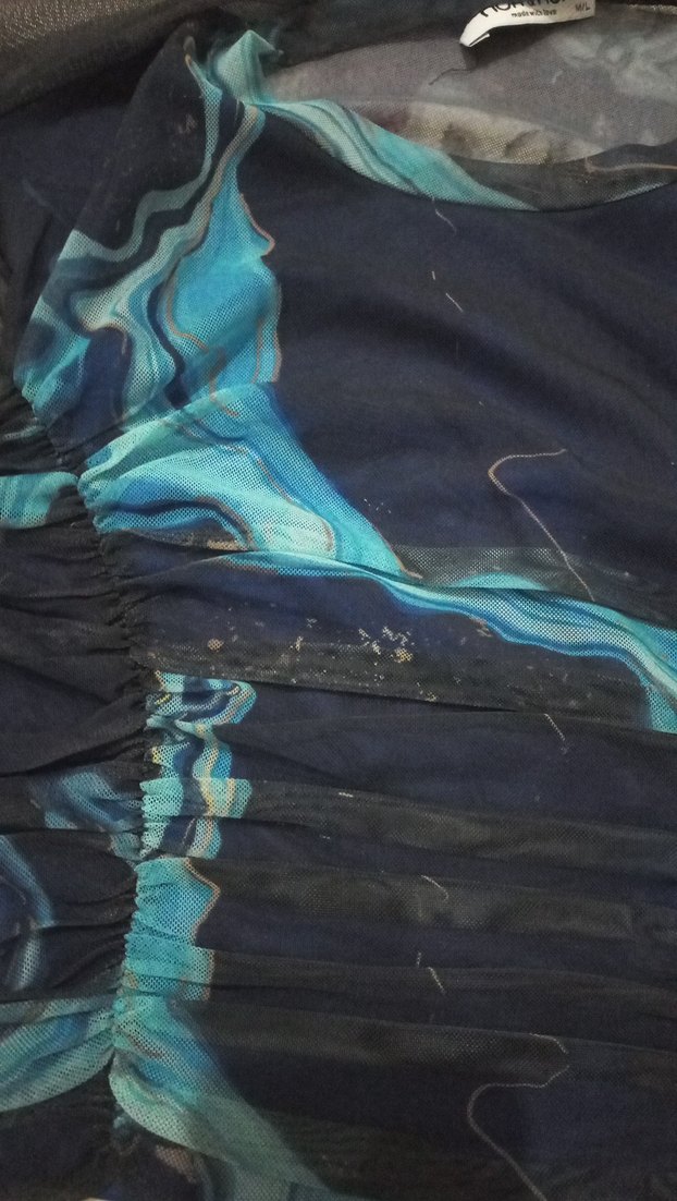 Kadın Mavi Bağlama Desenli Dar Kesim Bluz - Görsel 2