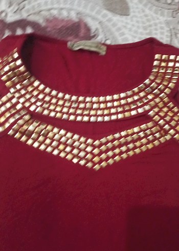 Payetli Bordo Kadın Bluz - Görsel 2