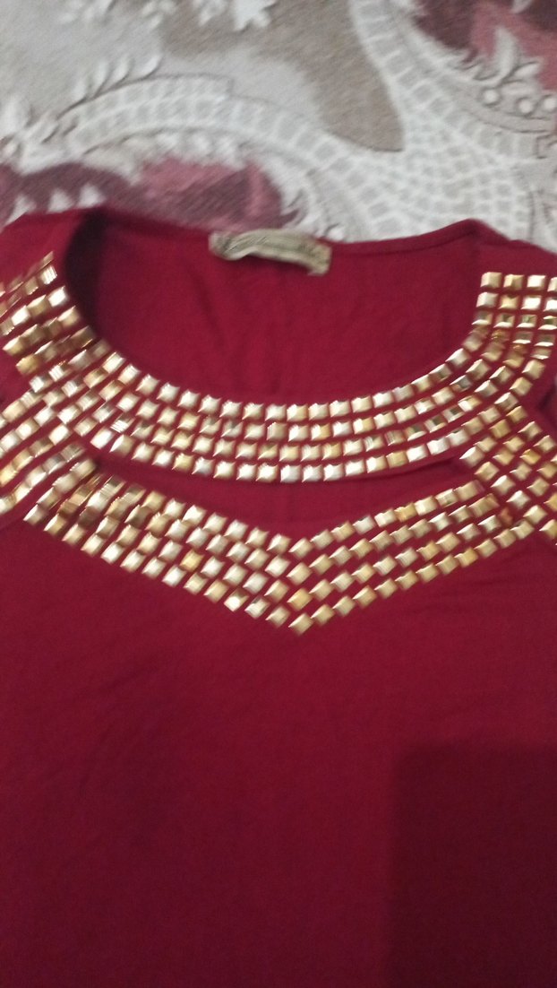 Payetli Bordo Kadın Bluz - Görsel 2