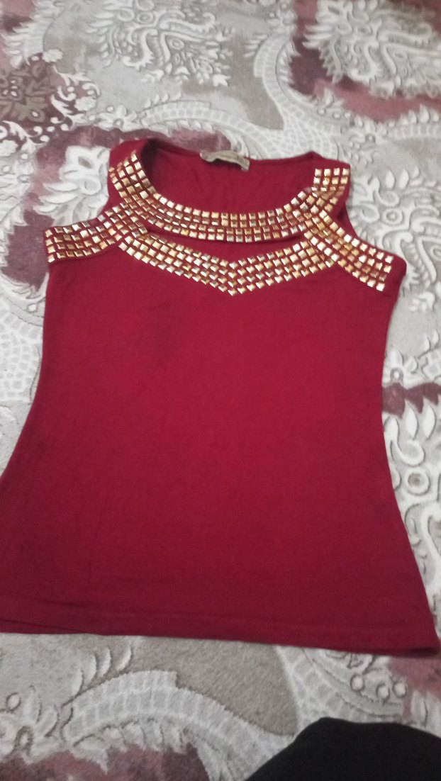 Payetli Bordo Kadın Bluz - Görsel 4