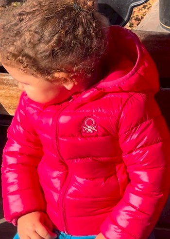 Benetton Kız Çocuk Kapüşonlu Fermuarlı Pembe Mont - Görsel 8