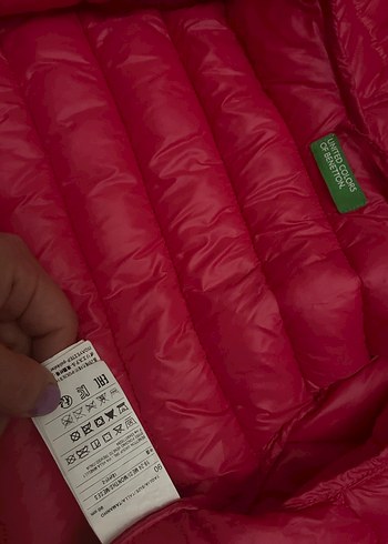 Benetton Kız Çocuk Kapüşonlu Fermuarlı Pembe Mont - Görsel 4