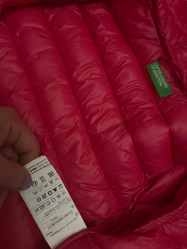 Benetton Kız Çocuk Kapüşonlu Fermuarlı Pembe Mont - Görsel 4