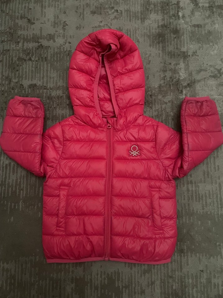 Benetton Kız Çocuk Kapüşonlu Fermuarlı Pembe Mont - Görsel 2