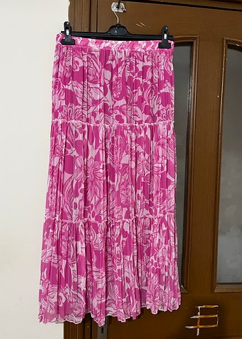 Pembe Piliseli Uzun Bohem Etek - Görsel 2