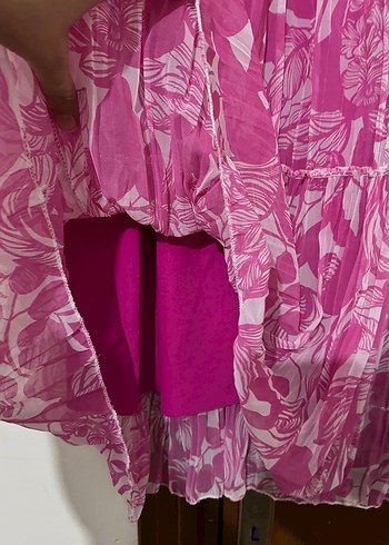 Pembe Piliseli Uzun Bohem Etek - Görsel 3