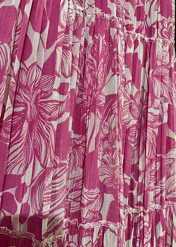 Pembe Piliseli Uzun Bohem Etek - Görsel 4