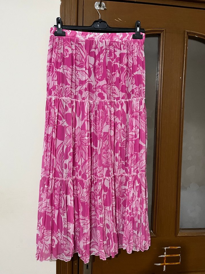 Pembe Piliseli Uzun Bohem Etek - Görsel 2