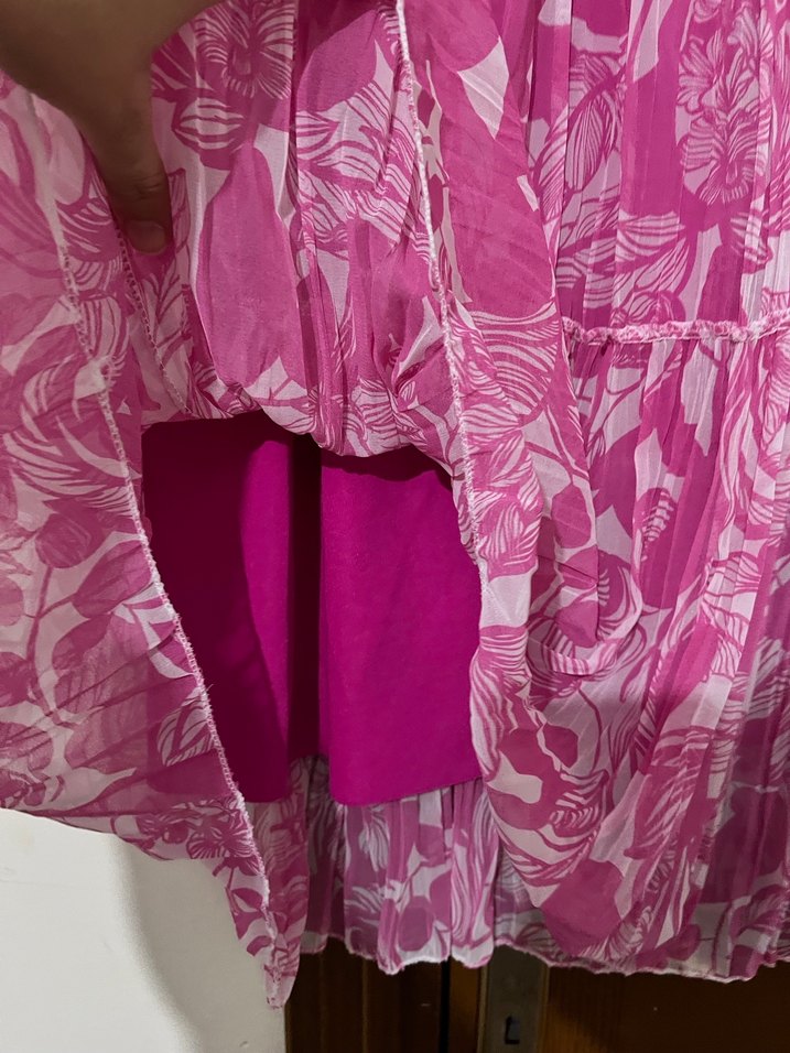 Pembe Piliseli Uzun Bohem Etek - Görsel 3