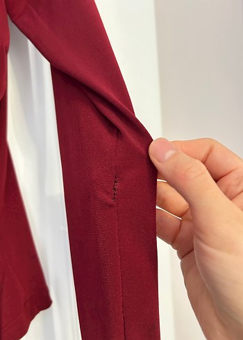 s Beden Bordo Drapeli Uzun Kollu Kadın Bluz