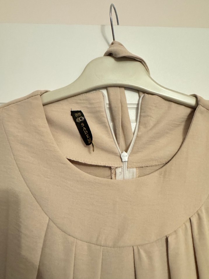 Bej Uzun Kollu Salaş ayrobin Elbise - Görsel 3