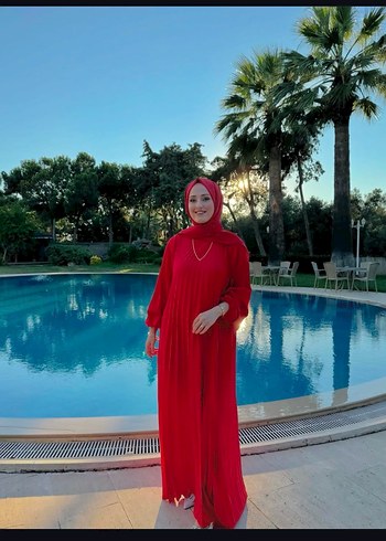 Mavi Uzun Piliseli Kadın Elbise - Görsel 4