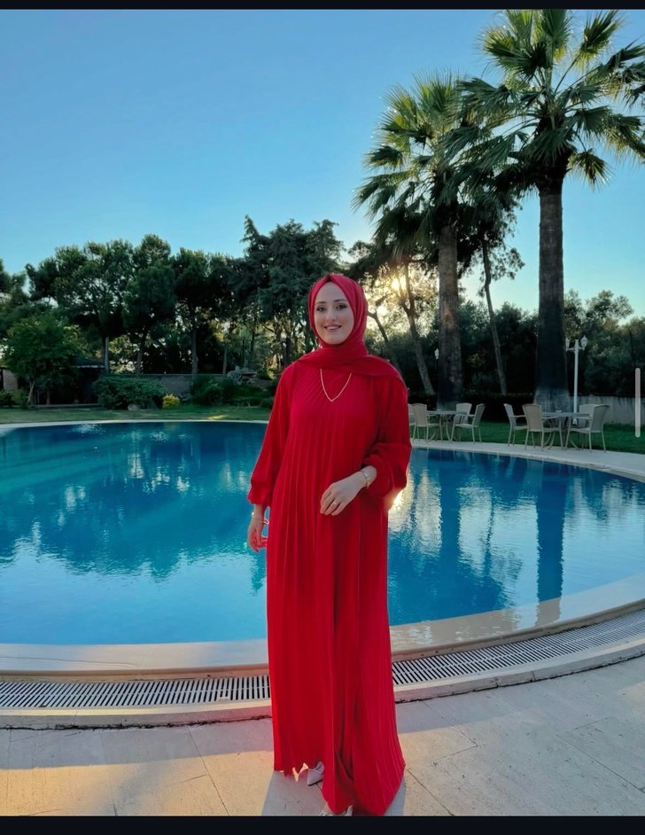 Mavi Uzun Piliseli Kadın Elbise - Görsel 4