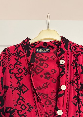 Bordo Desenli Bohem Uzun Elbise - Görsel 2