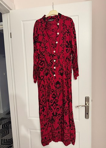 Bordo Desenli Bohem Uzun Elbise - Görsel 3