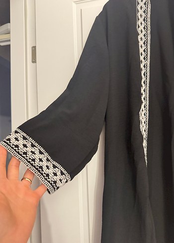 Nakışlı Siyah Uzun Bohem Kadın Kimono - Görsel 2