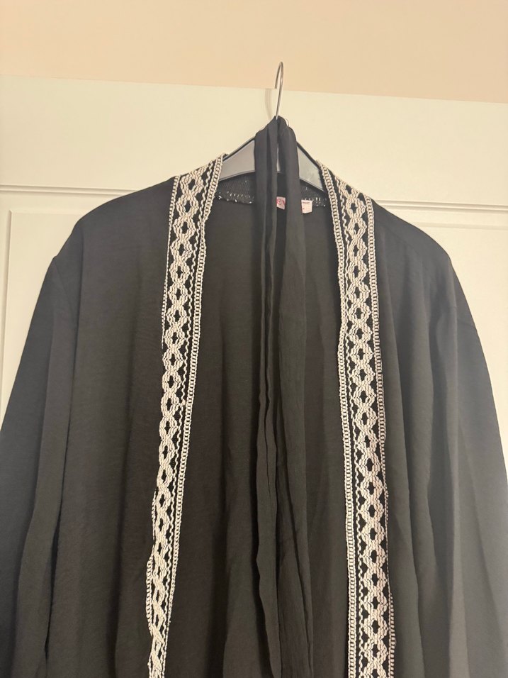 Nakışlı Siyah Uzun Bohem Kadın Kimono - Görsel 3